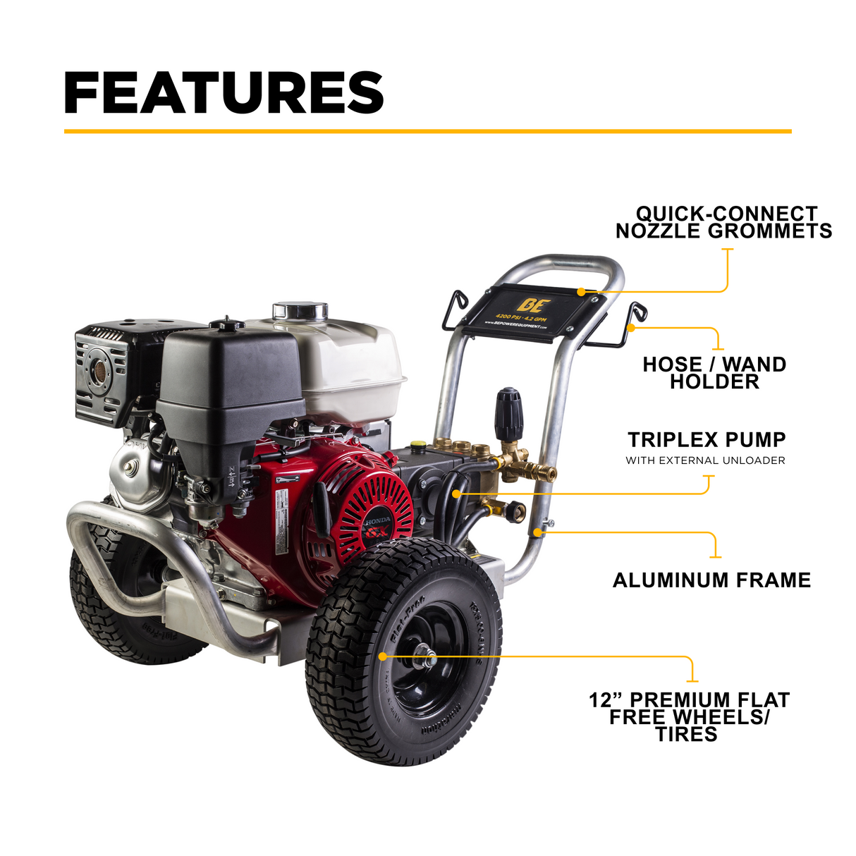 BE Power 4,200 PSI 4.2 GPM Cold Water Gas Pressure Washer - B4213HABGS