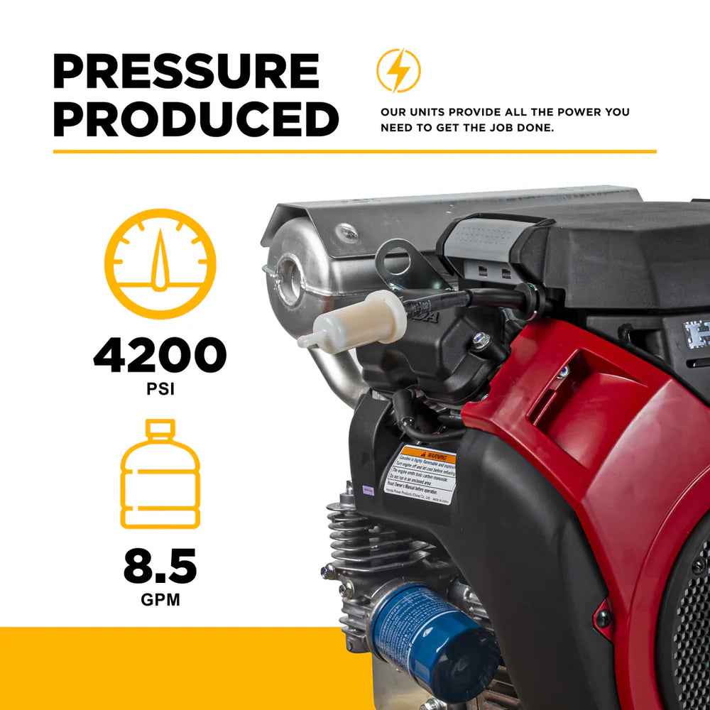 BE Power 4,200 PSI 8.5 GPM Cold Water Gas Pressure Washer - B4224HETBAS BE Power Equipment