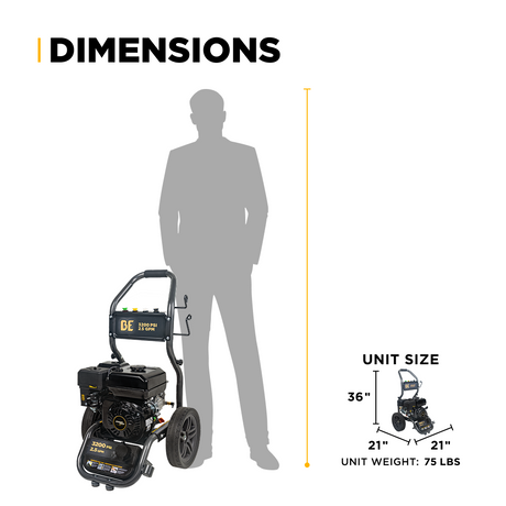 BE Power 3,200 PSI 2.5 GPM Cold Water Gas Pressure Washer - BE327PX