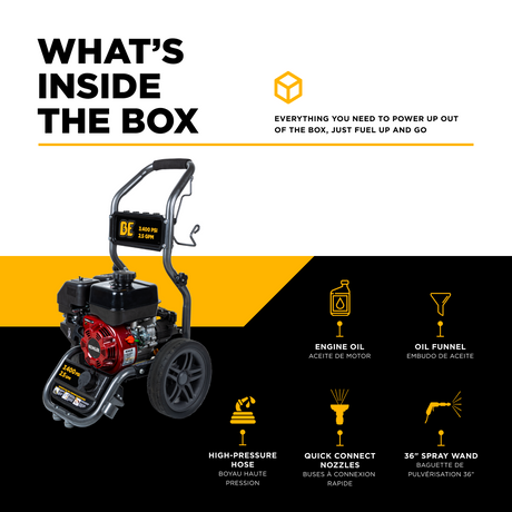 BE Power 3,400 PSI 2.5 GPM Cold Water Gas Pressure Washer - BE3465KX