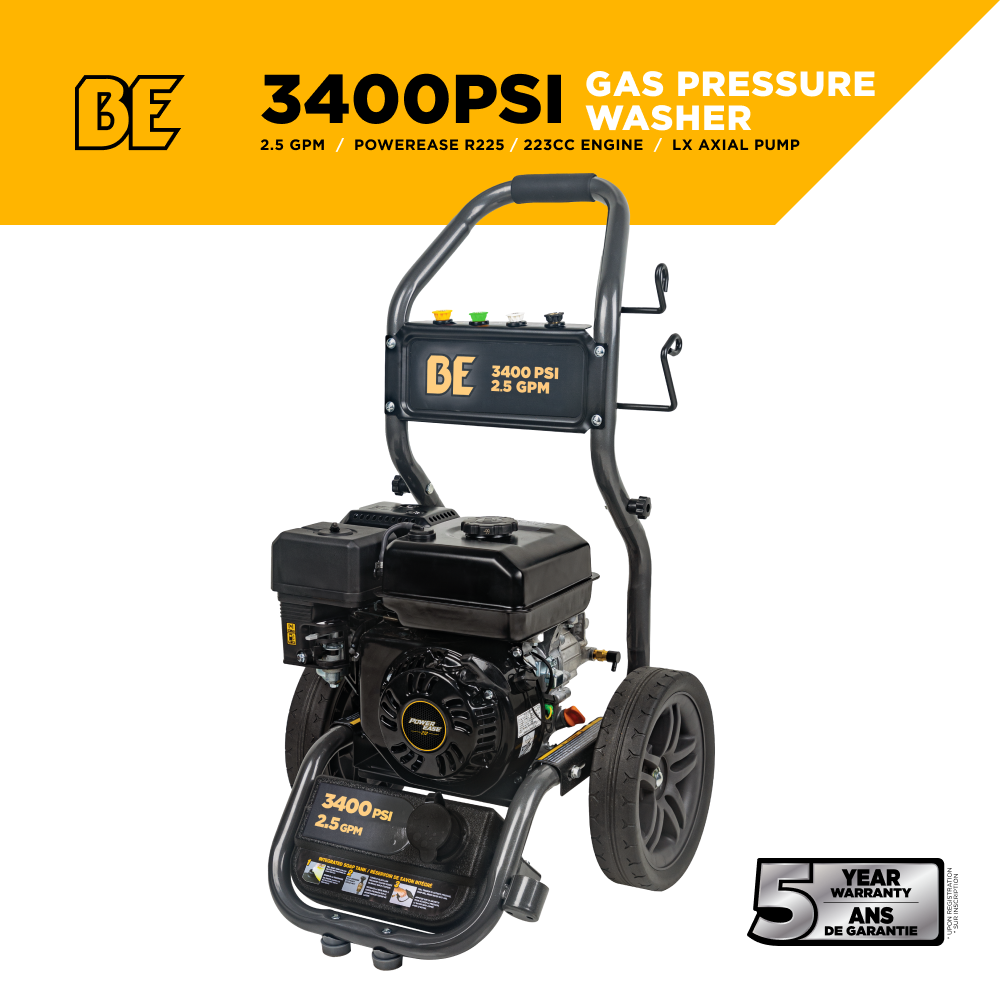 BE Power 3,400 PSI 2.5 GPM Cold Water Gas Pressure Washer - BE3475PX