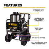 BE Power 4,000 PSI - 4.0 GPM Hot Water Pressure Washer with Honda GX390 Engine and General Triplex Pump - HW4013HG BE Power Equipment
