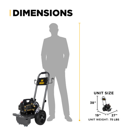BE Power 1,500 PSI 1.6 GPM 1.5 HP Electric Pressure Washer with Powerease Motor and Triplex Pump - B1515EN