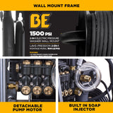 BE Power 1,500 PSI 1.6 GPM 1.5 HP Electric Pressure Washer with Powerease Motor and Triplex Pump - P1515EPNW