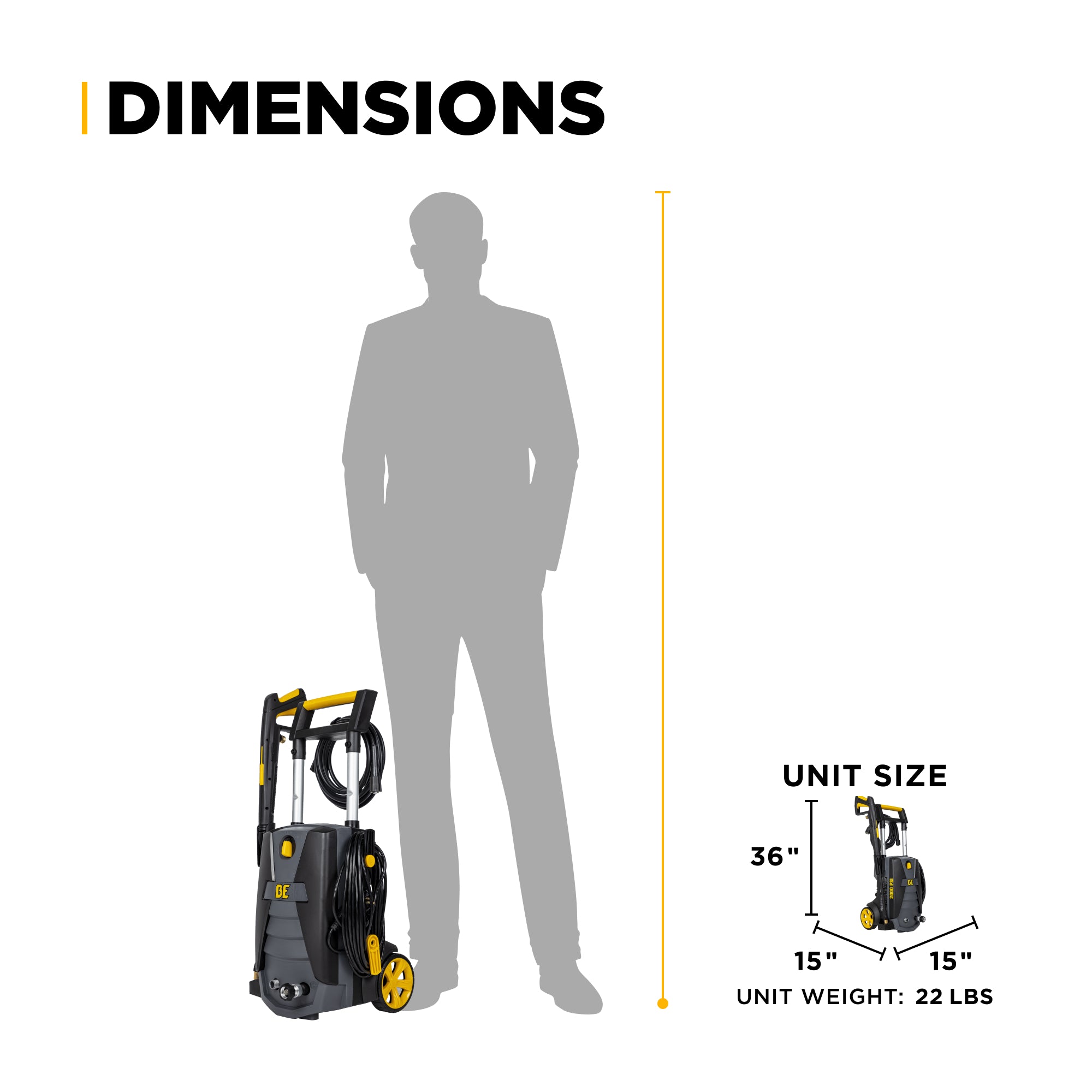 BE Power 2,000 PSI 1.7 GPM Electric Pressure Washer with Powerease Motor and AR Axial Pump - P1915EN