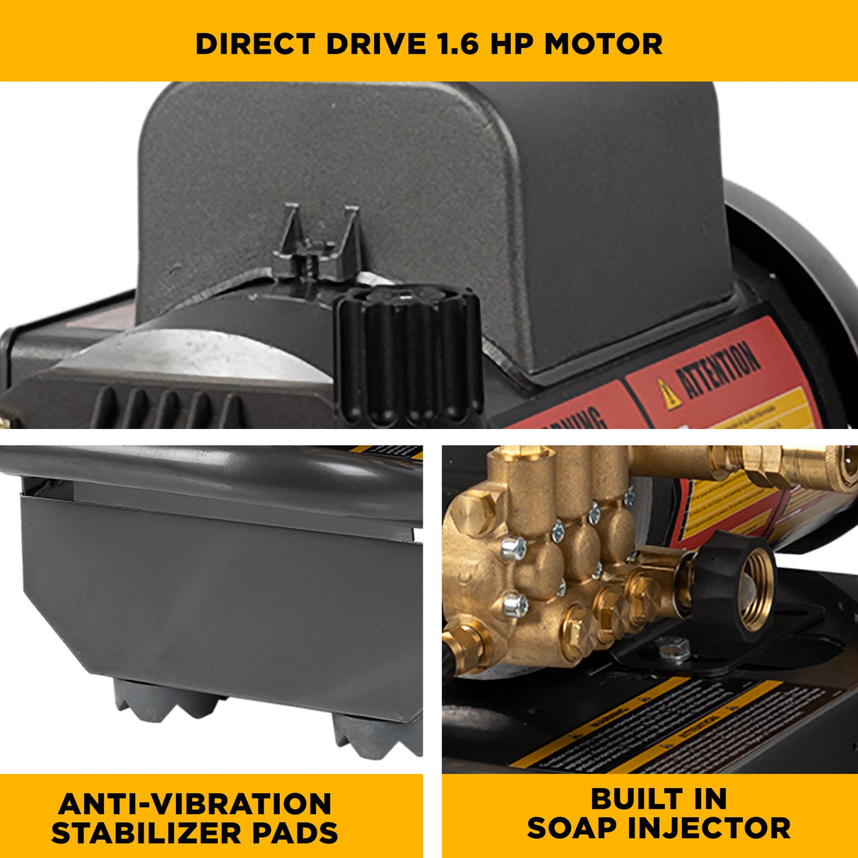 BE Power 1,100 PSI 2.0 GPM 1.5 HP Electric Pressure Washer with Baldor Motor and Triplex Pump - PE-1115EW1A