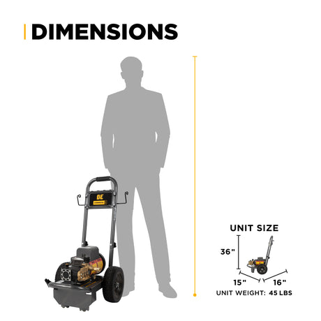 BE Power 1,500 PSI 2.0 GPM Electric Pressure Washer with Baldor Motor and AR Triplex Pump - PE-1520EW1A