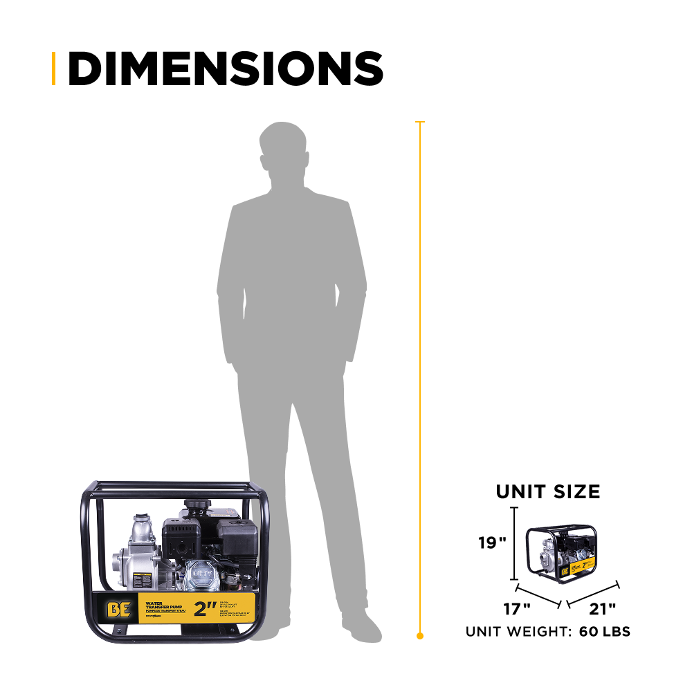 BE Power 2" 33PSI 158GPM Water Transfer Pump with Powerease 225 Engine