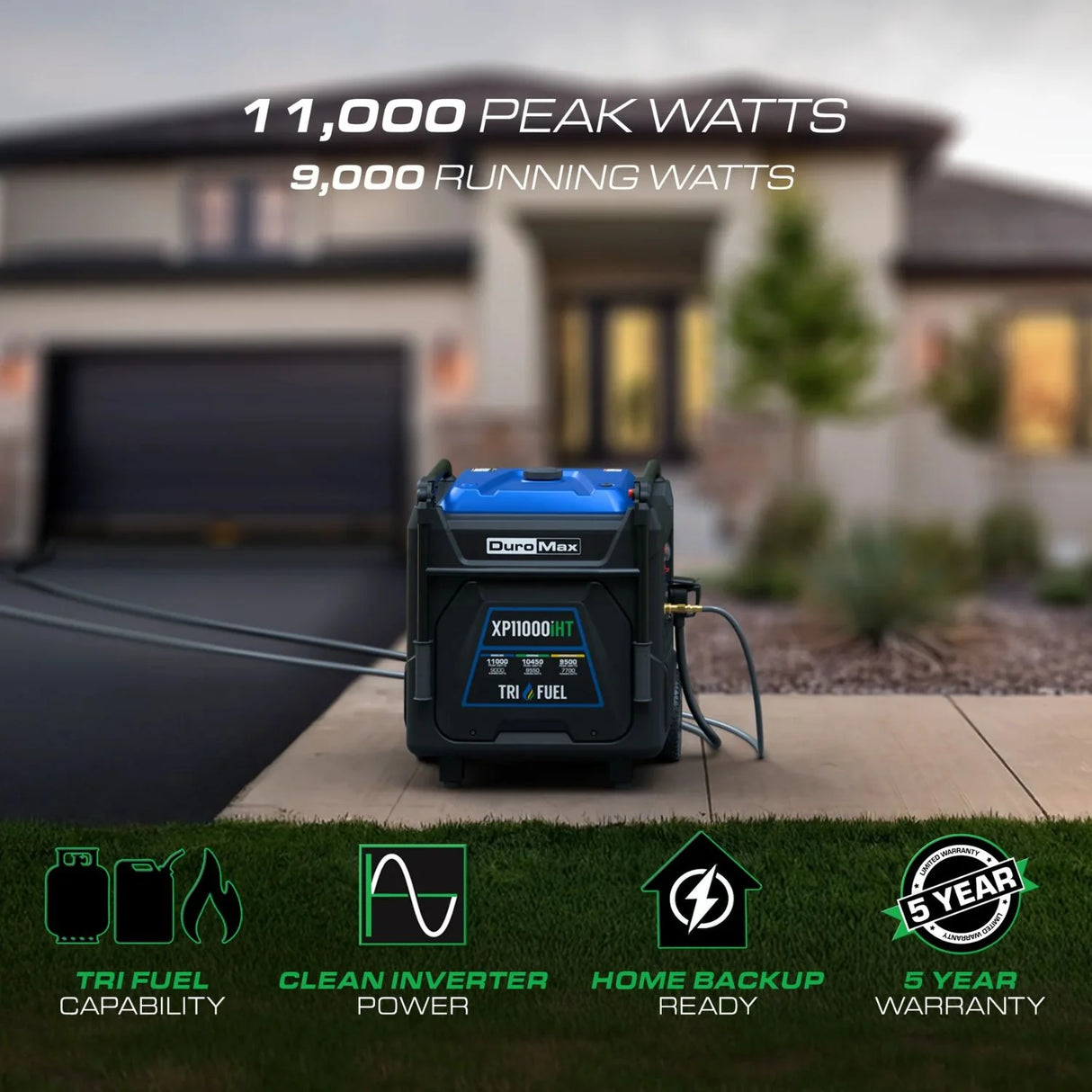 DuroMax XP11000iHT Tri-Fuel Inverter Generator
