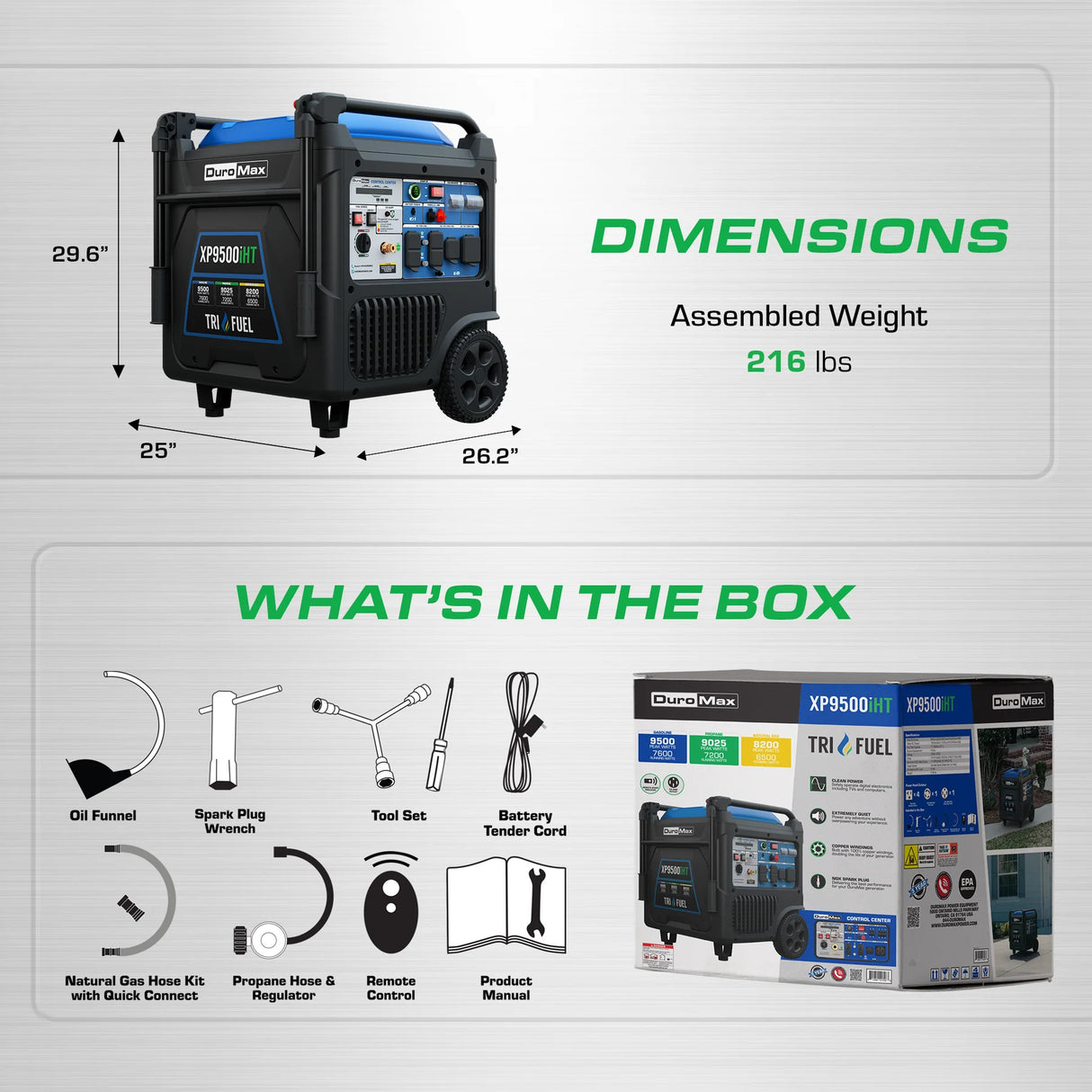 DuroMax 9,500 Watt Portable Tri Fuel Inverter Generator Mr. Volt, Inc.
