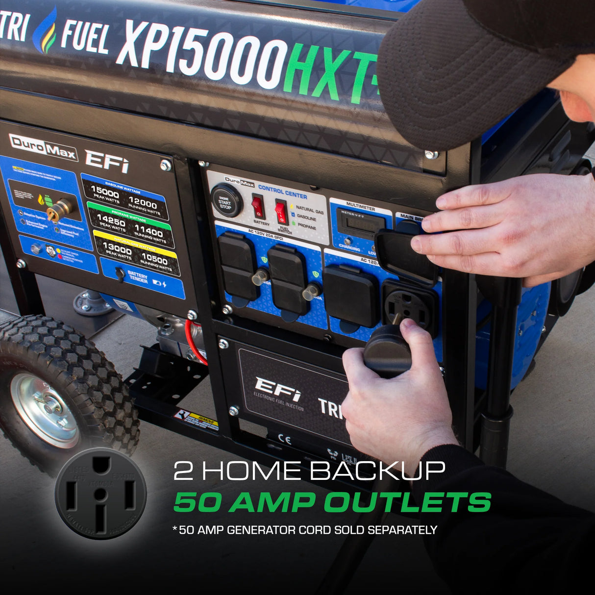 DuroMax XP15000HXT+ Tri-Fuel Portable Generator