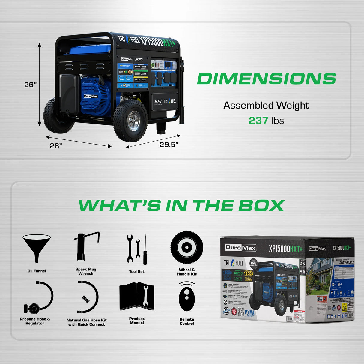 DuroMax XP15000HXT+ Tri-Fuel Portable Generator
