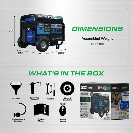 DuroMax 15,000 Watt Electric Start Dual Fuel EFI Portable Generator DuroMax