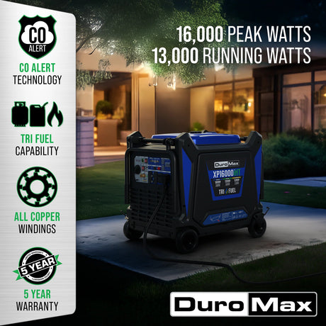 DuroMax XP16000iHT Tri-Fuel Portable Generator DuroMax