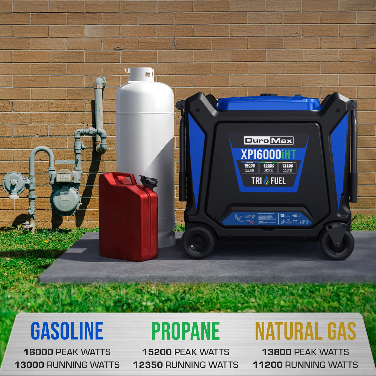DuroMax XP16000iHT Tri-Fuel Portable Generator DuroMax
