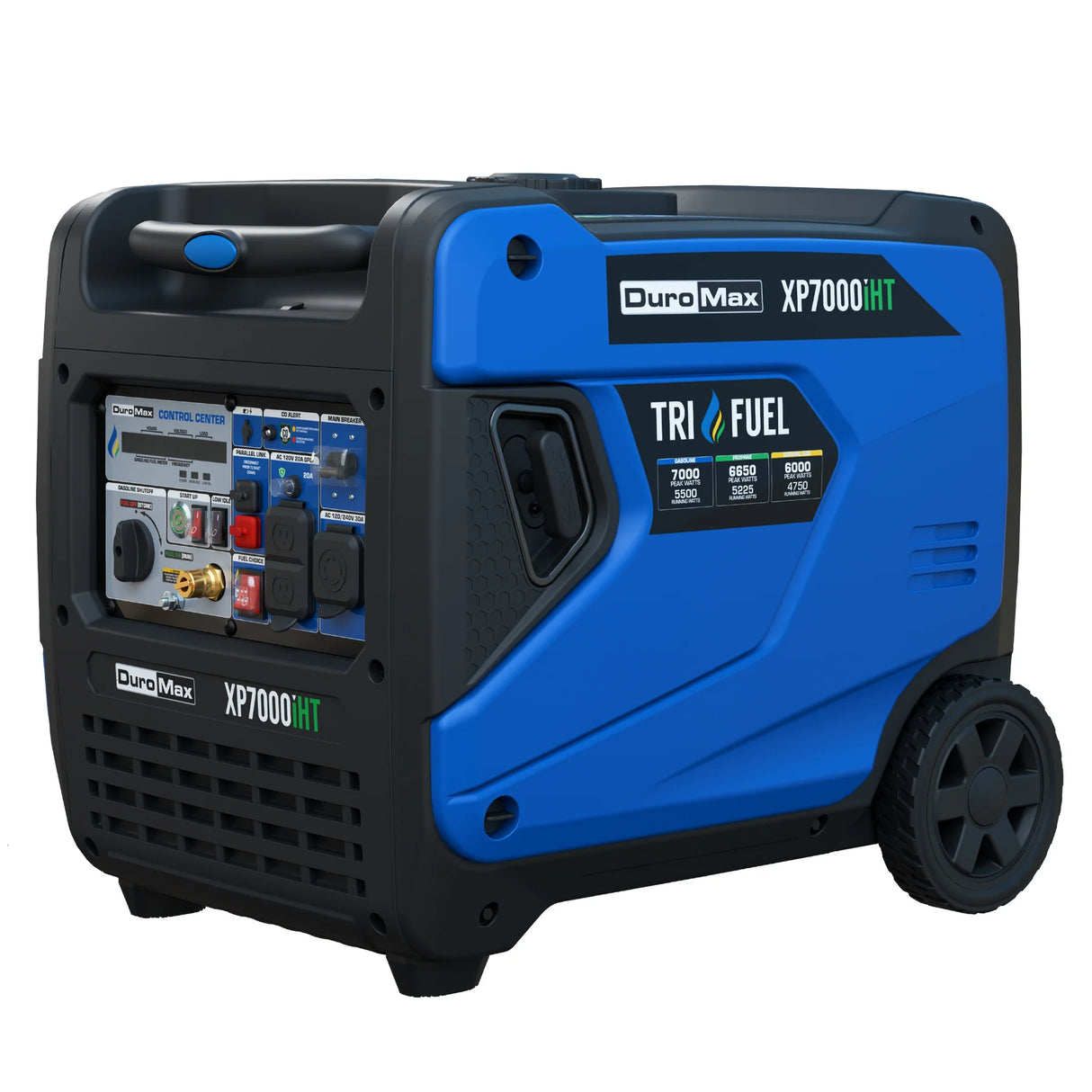 DuroMax 7,000 Watt Portable Tri Fuel Inverter Generator - Quiet, Low THD DuroMax
