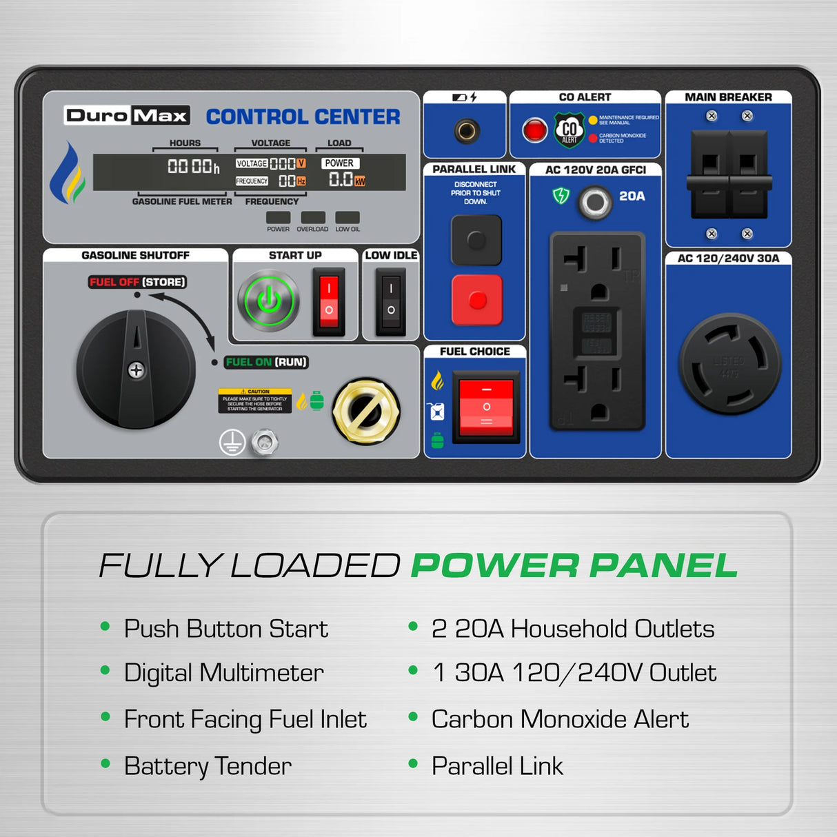 DuroMax 7,000 Watt Portable Tri Fuel Inverter Generator - Quiet, Low THD DuroMax