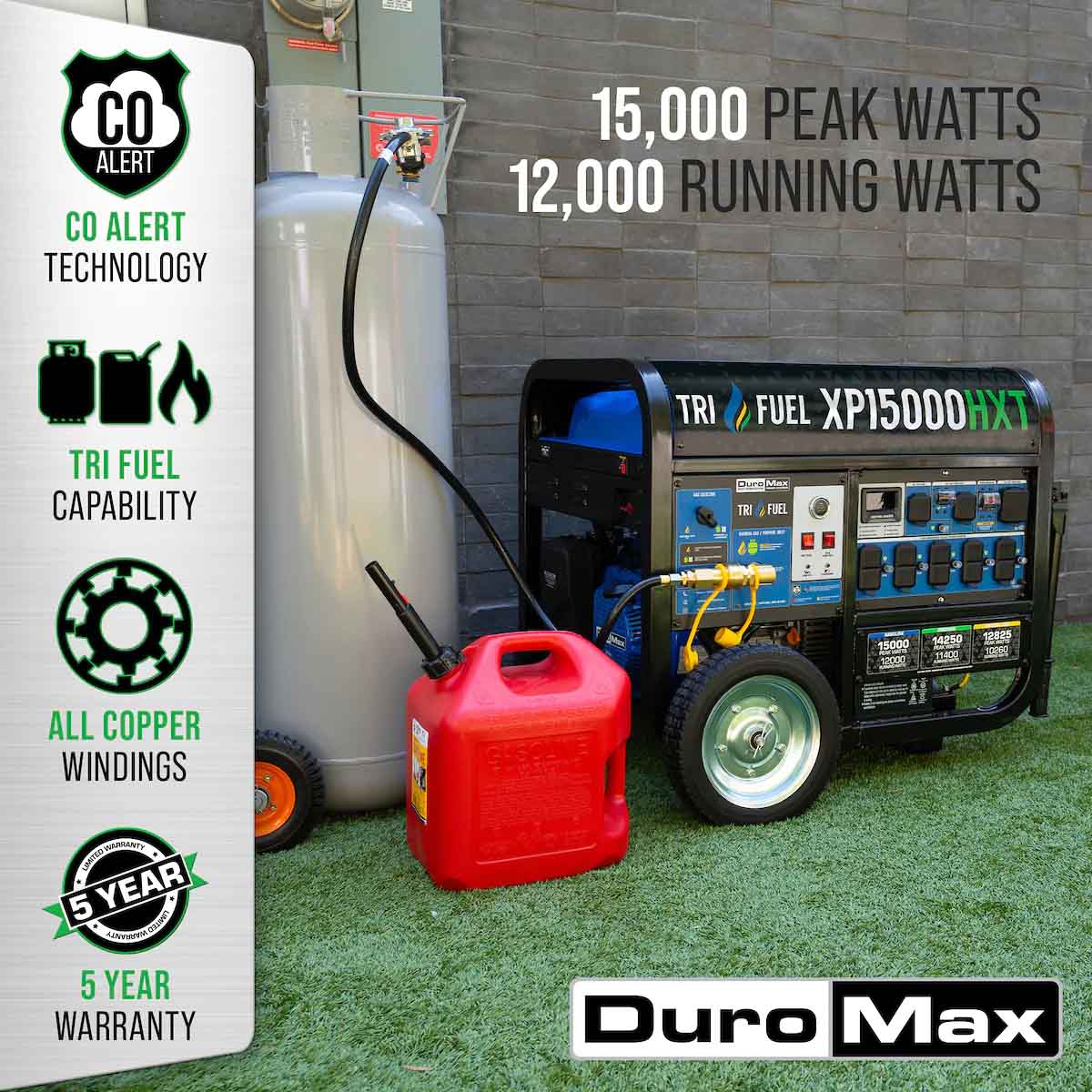 DuroMax XP15000HXT Tri-Fuel Portable Generator